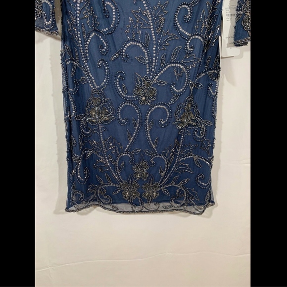 NWT $178 Pisarro Nights Embellished Mesh Sheath Dress in Blue [SZ‎ 6 ] - Picture 4 of 8